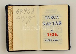 1936 Tárcanaptár Bőr Kötésben, Aranyozott Lapszélekkel - Non Classés