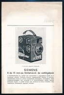 1941 Siemens 8 és 16 Mm-es Filmfelvevő- és Vetítőgépek Prospektusa, 7p - Non Classés