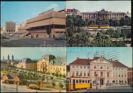 ** * 10 Db MODERN Magyar Városképes Lap Villamosokkal / 10 Modern Hungarian Town-view Postcards With Tram - Unclassified