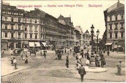 T2/T3 Budapest VI. Oktogon, Komlódi Jakab, Ernyei Lajos és Sokulski üzletei, Villamos, Divald Károly 239-1907. (EK) - Non Classés