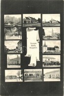 ** T2/T3 Bánffyhunyad, Huedin; Mozaiklap, Rajta Vasútállomás, Gőzmozdony, Községháza, Fő Utca, Református Templom, Stb.  - Non Classificati