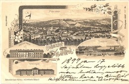 T2 1899 Zilah, Zalau; Kossuth Tér, Honvéd Laktanya, Városi Vigadó / Square, Military Barracks, Redoute. Schwidernoch Kár - Non Classés