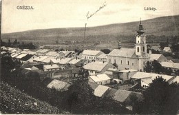 T2/T3 Gnézda, Hniezde; Látkép Templommal / General View With Church + Military Stamp On The Backside - Unclassified