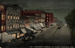 T2/T3 Madison (Wisconsin), Pinckney Street At Night, Shops, Trams - Non Classés