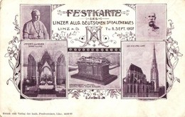 ** T3 1907 Linz, Festkarte Linzer Allg. Deutschen Sodalentaged. Franz Jospeh, Church Interior. Art Nouveau, Floral (fa) - Non Classés