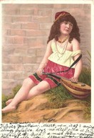 T3 Cigány Lány Lanttal / Gyspsy Girl With Lute. Litho (EB) - Non Classificati