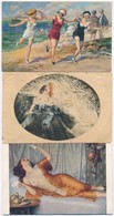 ** 3 Db RÉGI Hölgy Motívumlap / 3 Pre-1945 Lady Motive Postcards - Unclassified