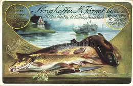 * T2/T3 Singhoffer M. József Halászmester és Halnagykereskedő Reklámlapja / Hungarian Master Fisherman And Fish Wholesal - Non Classés