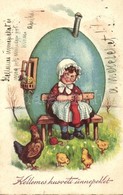 T3 Easter, Girl Egg-house, Chicken, W.S.S.B 8010. (fa) - Non Classés