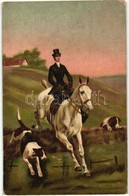 T2/T3 Hunter Lady With Hunting Dogs, Litho - Unclassified