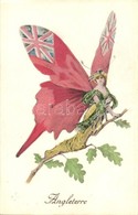 ** T2/T3 Angleterre / British Flag On The Wings Of A Butterfly Lady. Editions 'Aux Allies' Paris. Helio L. Géligné No. 1 - Non Classés