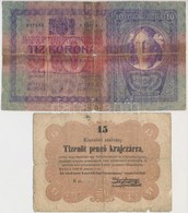 1849. 15kr 'Kossuth Bankó' + 1904. 10K Ragasztva T:III-,V - Non Classés