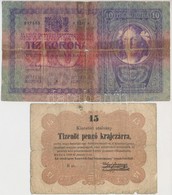 1849. 15kr 'Kossuth Bankó' + 1904. 10K Ragasztva T:III-,V - Zonder Classificatie