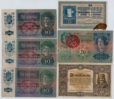 1913-1920. 6db-os Vegyes Korona Bankjegy Tétel T:III,III- - Non Classés