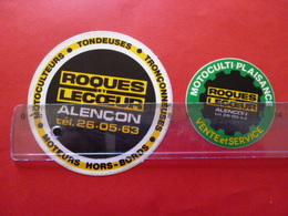 Autocollant  Sticker  Les 2  1983  ROQUES  LECOEUR  Motoculture Plaisance  ALENCON ORNE Ville Tondeuses Moteurs - Stickers
