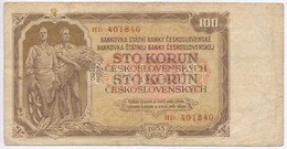 Csehszlovákia 1953. 100K T:III,III-
Czechoslovakia 1953. 100 Korun C:F,VG - Non Classés