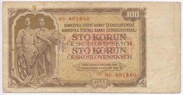 Csehszlovákia 1953. 100K T:III,III-
Czechoslovakia 1953. 100 Korun C:F,VG - Unclassified