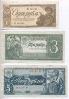 Szovjetunió 1938. 1R + 3R + 5R T:III,III-
Soviet Union 1938. 1 Ruble + 3 Rubles + 5 Rubles C:F,VG
Krause 213, 214, 215 - Non Classés