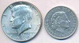 Vegyes: Amerikai Egyesült Államok 1968D. 1/2$ Ag 'Kennedy' + Hollandia 1955. 1G Ag 'Julianna' T:1-
Mixed: USA 1968D. 1/2 - Non Classés