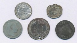 5db-os Vegyes Magyar és Külföldi Rossz Tartású Ezüstpénz Tétel T:2-,3 Ly.
5pcs Of Various Silver Coins In Bad Condition  - Unclassified