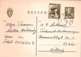 Norway 1946 Card In H7-Lottery, With M 311 Prince Harald And 15 øre Preprinted, Cancelled 16.10.1946 - Briefe U. Dokumente