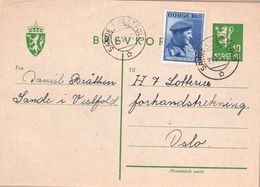 Norway 1946 Card In H7-Lottery, With M 313 Prince Harald And 10 øre Preprinted, Cancelled 21.10.1946 - Briefe U. Dokumente