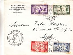 Luxembourg - Lettre De 1945 ° - Oblit Luxembourg - Exp Vers Merl - Armoiries - Oiseaux - Bateaux - Briefe U. Dokumente