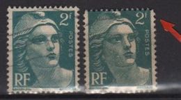 Variété Du 2f Gandon Vert N° 713 Oblitéré Variété De Piquage, Petit Format - Gebruikt