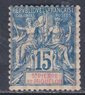 Saint Pierre Et Miquelon N° 64 X , Type Groupe 15 C. Bleu, Trace De Charnière Sinon TB - Neufs