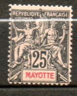 MAYOTTE  25c Noir Rose 1892-99 N°8 - Nuevos