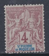 St Pierre Et Miquelon N° 61 (.) Type Groupe : 4 C. Lilas-brun Sur Gris Neuf Sans Gomme  Sinon TB - Nuovi