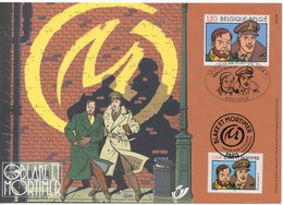 ENCART PHILATELIQUE EMISSION COMMUNE FRANCE-BELGIQUE BD BLAKE ET MORTIMER - Bandes Dessinées