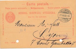 Entier Postal Bellinzona Pour La France - Interi Postali