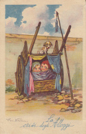 CPA SIGNED ILLUSTRATION, CASTELLI- BOY AND GIRL IN CART, DOG - Castelli