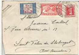 SEGUNDA REPUBLICA 1935 CC MAT MADRID URGENTE CON SELLO ESCUELA HUERFANOS - Eilbriefmarken