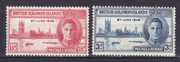 British Solomon Islands 1946 Mi. 72-73 King George VI. Victory Issue Complete Set MH* - Iles Salomon (...-1978)