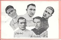 Carte Format Cpa Papier Souple 5 Portraits Cyclistes Année 1938  Maes Neuville Meulenberg Kint - Wielrennen