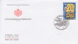 Enveloppe  FDC  1er  Jour   MONACO    20éme  FESTIVAL  INTERNATIONAL  Du  CIRQUE    1996 - Cirque