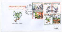 Côte D'Ivoire Ivory Coast 2017 FDC 1er Jour 8èmes Jeux De La Francophonie Sport Football Musique Soccer 6 Val. - Ivory Coast (1960-...)