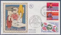 =Centenaire Union Postale Universelle 1 Jour 1817 Paris 5.10.74, Suisse: XVII Congrès Lausanne, Fondation UPU Berne 22.5 - UPU (Union Postale Universelle)