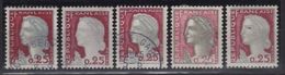 Variété Sur 0,25 Décaris N° 1263  5 Timbres Oblitérés Avec Variété De Couleur - Used Stamps