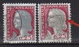 Variété Sur 0,25 Décaris N° 1263   Bordure Blanche Le Long De La Chevelure - Gebraucht