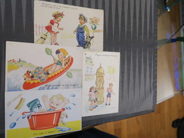 TI -Lot De 4 Cartes Illustrées Par JANSER - Thème Enfants - Janser