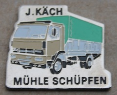 CAMION JAUNE ET VERT - J.KÄCH - MÜHLE SCHÜPFEN - TRUCK YELLOW -GREEN -      (12) - Transportation