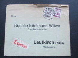 Österreich 1928 Freimarken Express Brief. Forstbaumschulen. Ankuftsstempel SST Leutkirch Im Allgäu Württemberg - Briefe U. Dokumente