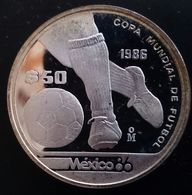 MEXICO 50 PESOS 1986 SILVER PROOF "1986 World Cup Soccer Games" Free Shipping Via Registered Air Mail - Messico
