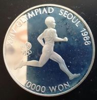 SOUTH KOREA 10000 WON 1986 SILVER PROOF "OLYMPIC GAMES 1988" Free Shipping Via Registered Air Mail - Korea (Zuid)
