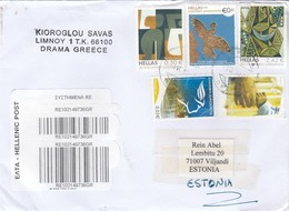 GOOD GREECE " REGISTERED " Postal Cover To ESTONIA 2011 - Good Stamped: Art - Storia Postale