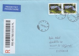 GOOD POLAND " REGISTERED "  Postal Cover To ESTONIA 2012 - Good Stamped: Flowers - Storia Postale