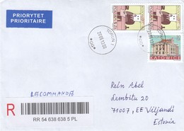 GOOD POLAND " REGISTERED "  Postal Cover To ESTONIA 2013 - Good Stamped: Zodiak ; Architecture - Cartas & Documentos